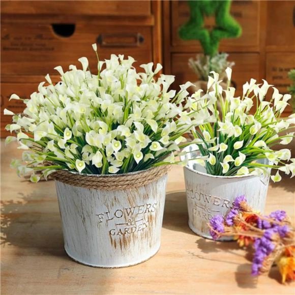 20 Bundles Artificial Flowers for Outdoors Fake Calla Lily Flowers, White - Picture 5 of 7